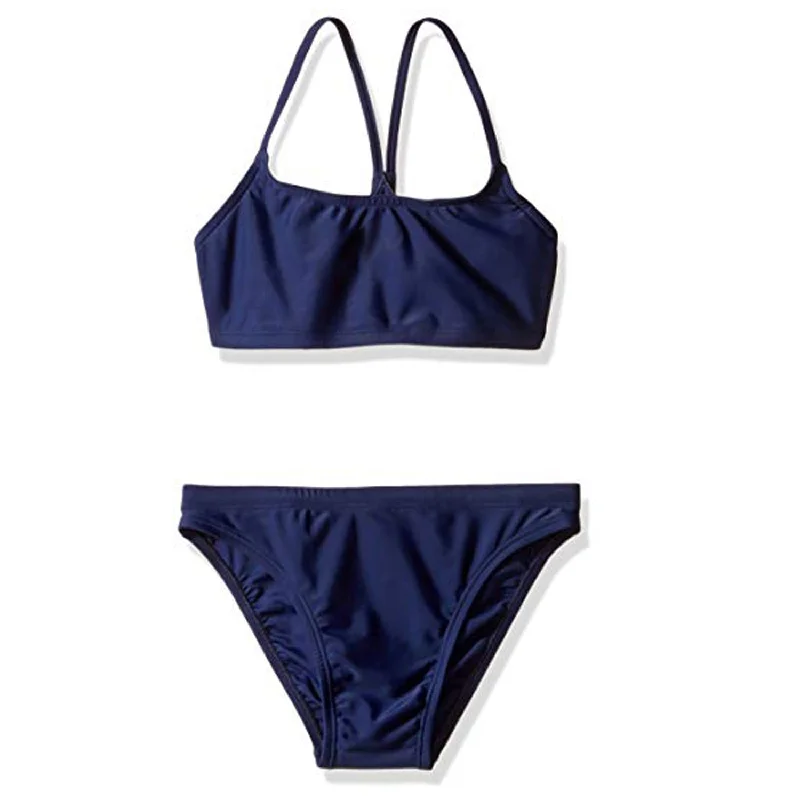 surf clothing for windy days-Junior Guard 2-Piece THIN Strap Swimsuit Navy (READ SIZING)