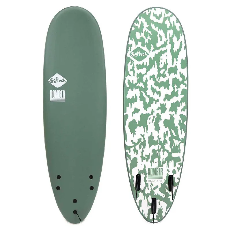 longboard surfboards with smooth rail-to-rail transitions-Softtech Bomber II 6'4 Surfboard - Smoke Green/White