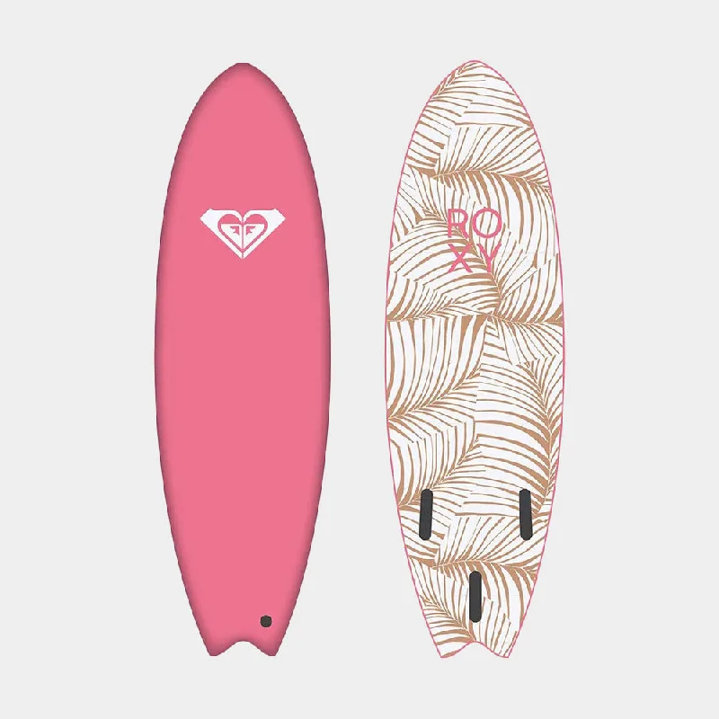 surfboard grip pads for improved traction-Roxy Soft Bat 6'0" Fish Surfboard  - Tropical Pink