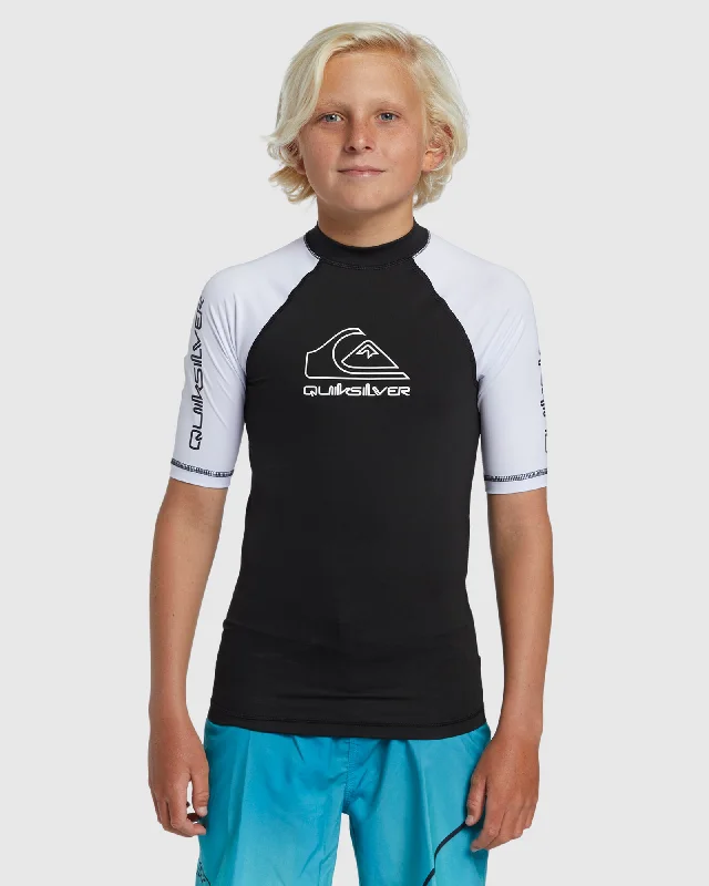 comfortable surf clothing for casual wear-Boys 8-16 On Tour Short Sleeve Rash Vest