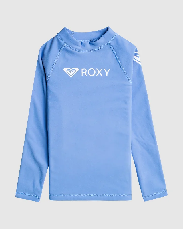 surf clothing for layering-Girls 2-7 Roxy Heater Long Sleeve Upf 50 Surf T-Shirt