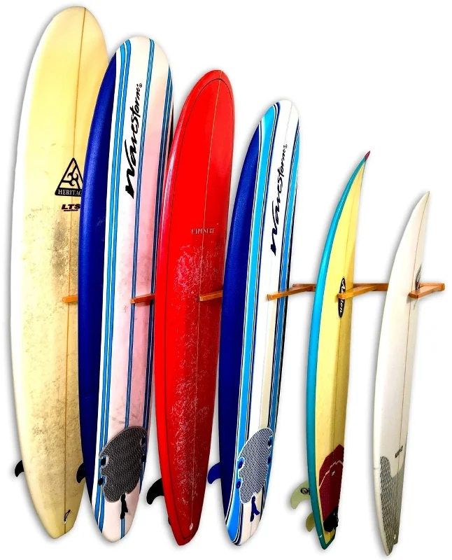 surfboard wax for better grip-Surfboard Wall Rack - Wooden Vertical Quad by Spire