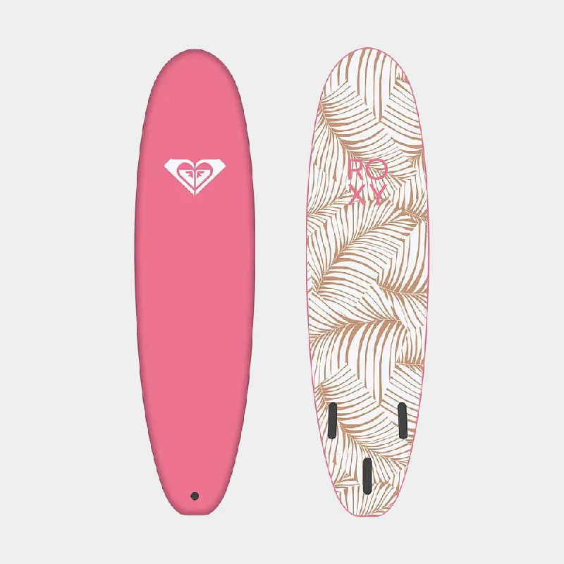 best surfboard accessories for beginners-Roxy Soft Break 7'0 Surfboard - Tropical Pink