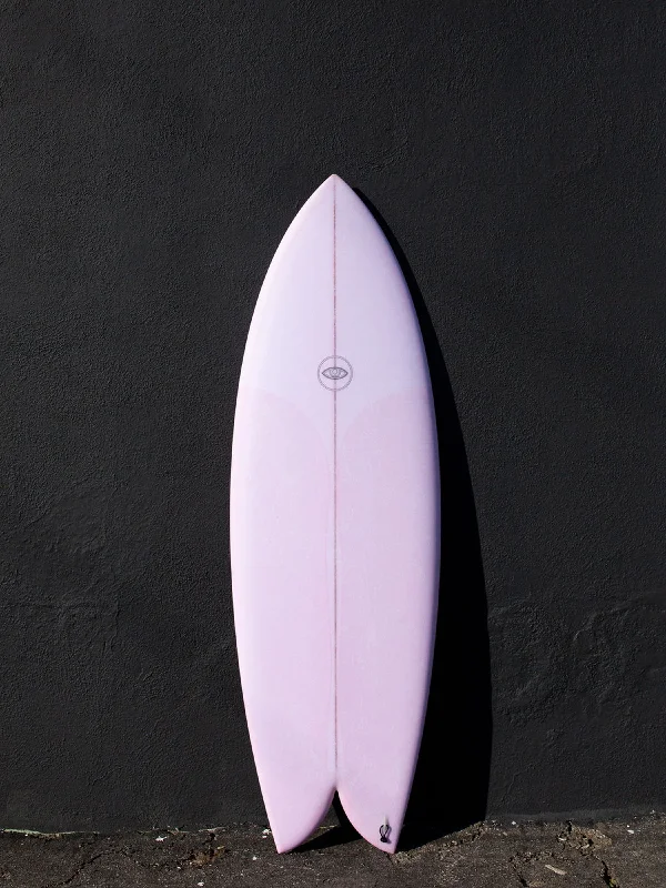 surfboard protective film for scratch resistance-Eye Symmetry | The Turtle 5'8" Twin Fish Pink FCS Surfboard