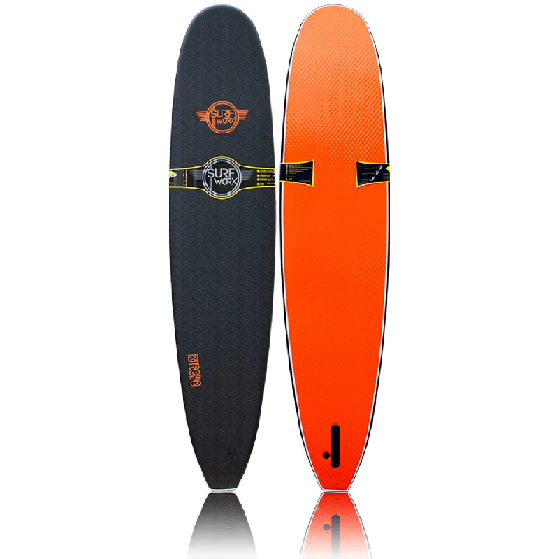 longboard surfboards with durable outer coating for protection-Surfworx Ribeye Longboard 9ft 0 Soft Surfboard - Black