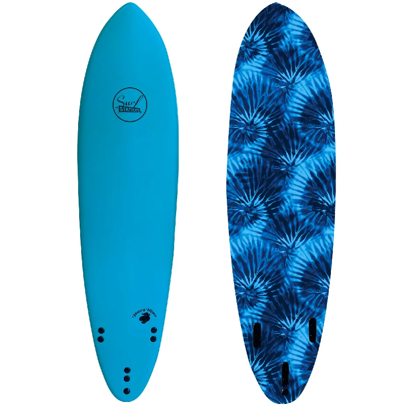 surfboard fins with quick-release mechanisms-Surf Station Happy Hippo 7'0 Soft Surfboard - Blue