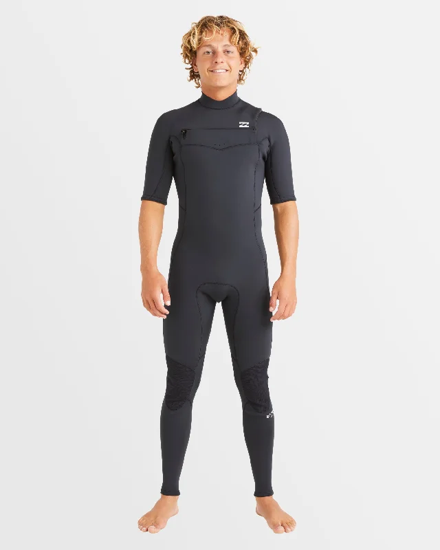 surf clothing for kids-Mens 2/2mm Absolute Natural Chest Zip Short Sleeve Fullsuit