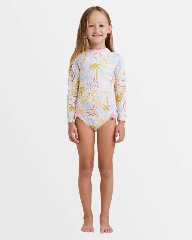 surf clothing with quick-drying properties-Girls 0-5 Beach Party One Piece Rash Vest