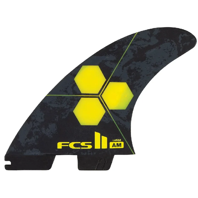 surfboard fins for smooth, controlled rides-FCS II AM PC Tri Quad Fin Set Yellow - Large