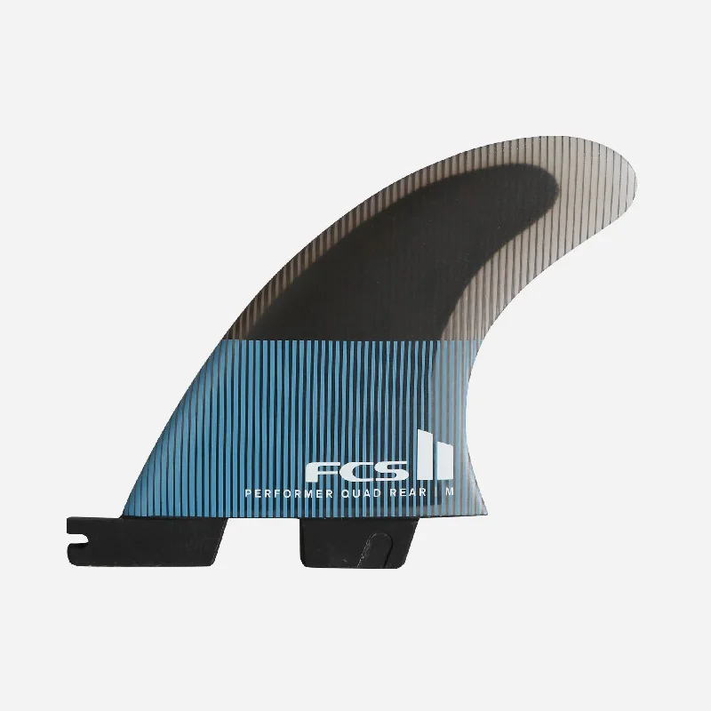 surfboard fins with deep rake for better grip-FCS II Performer PC Quad Retail Fins - Tranquil Blue