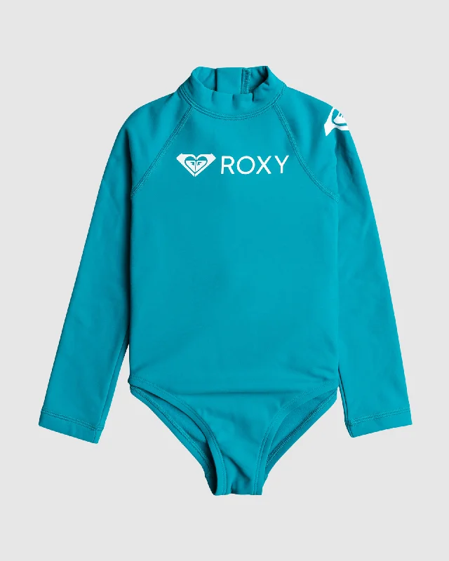 surf clothing for cold weather-Girls Ls Onesie Heater Tw Rashguard