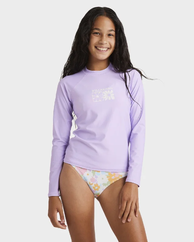 surf clothing for cold weather-Girls 6-16 Heat Wave Long Sleeve Rash Vest