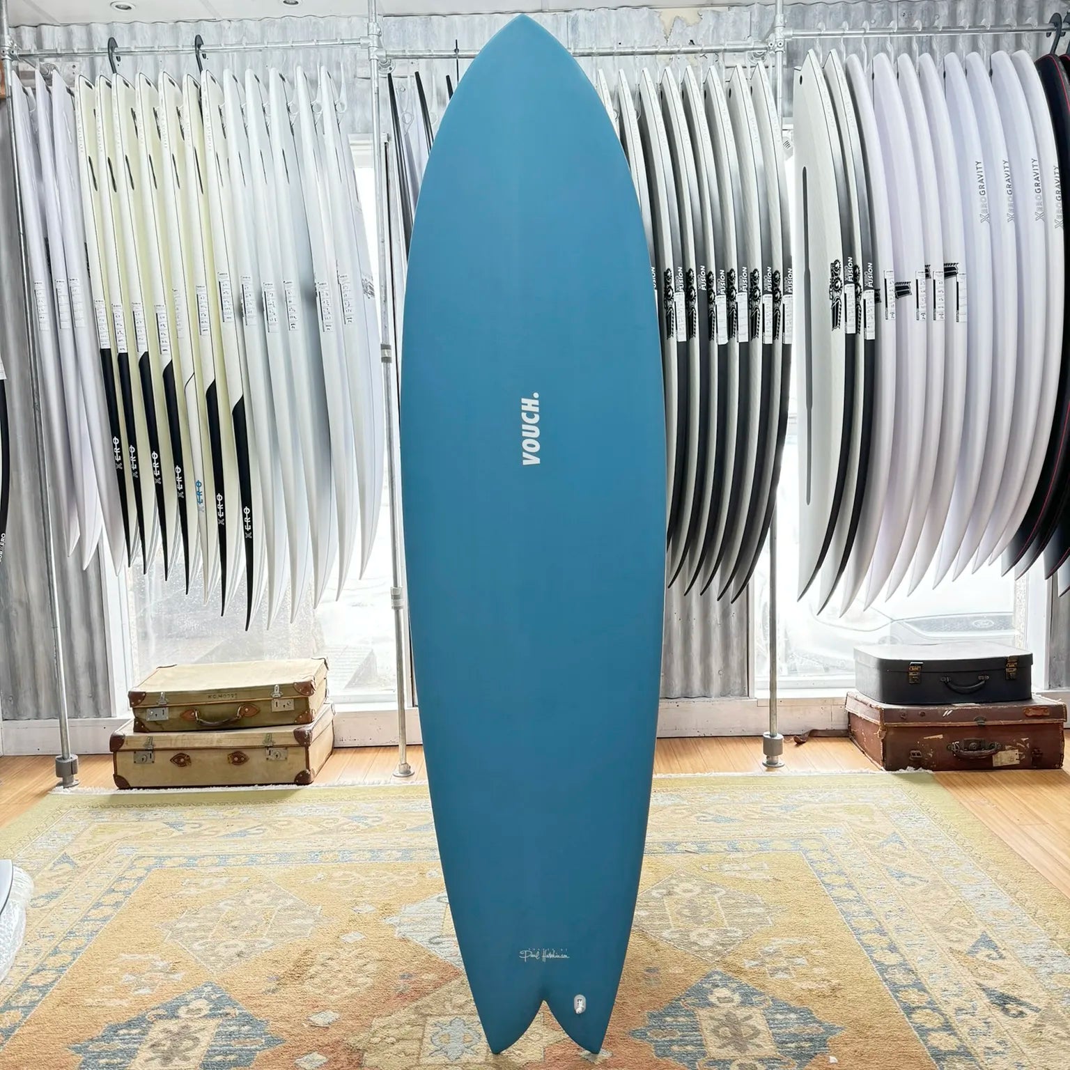 longboard surfboards with soft rails for relaxed surfing-Vouch Mid Vish Surfboard - 6'8" - Storm Blue