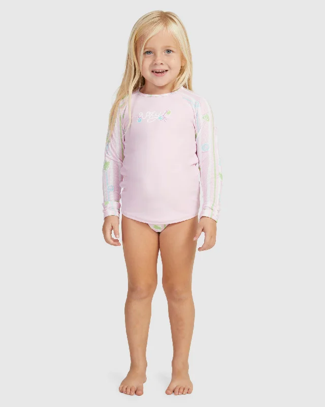 surf clothing with anti-UV protection-Girls Pineapple Line Ls Lycra Set Rashguard