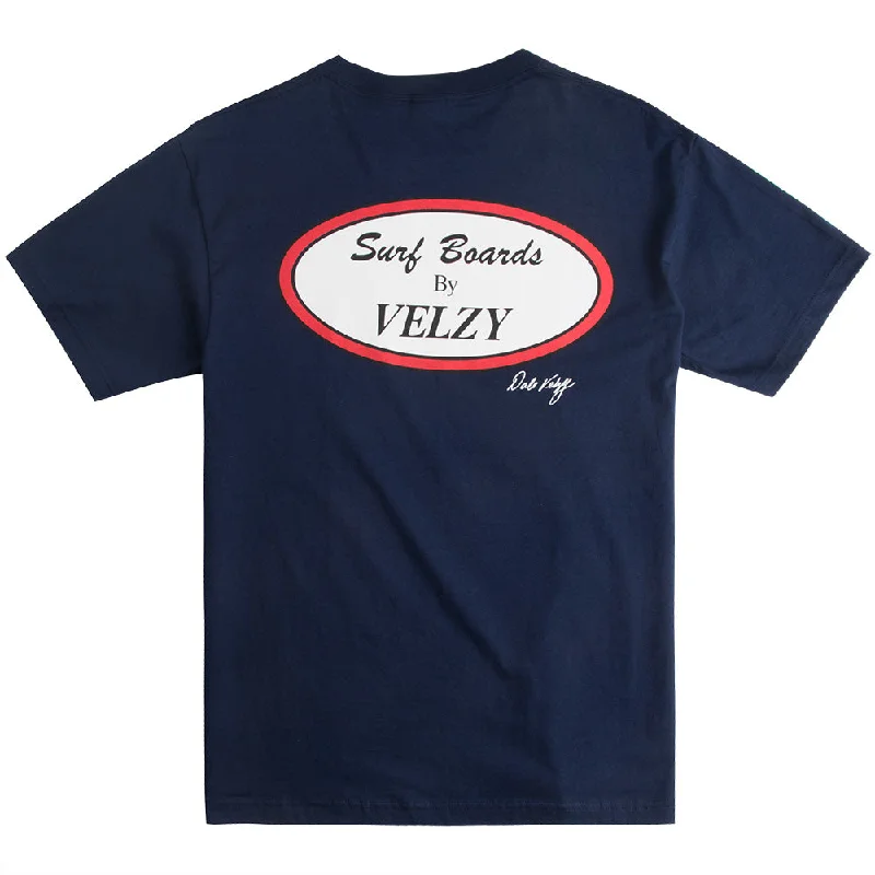 surfboard straps for easy tie-down-Velzy Surfboard Oval Mens Classic Tee, NAVY