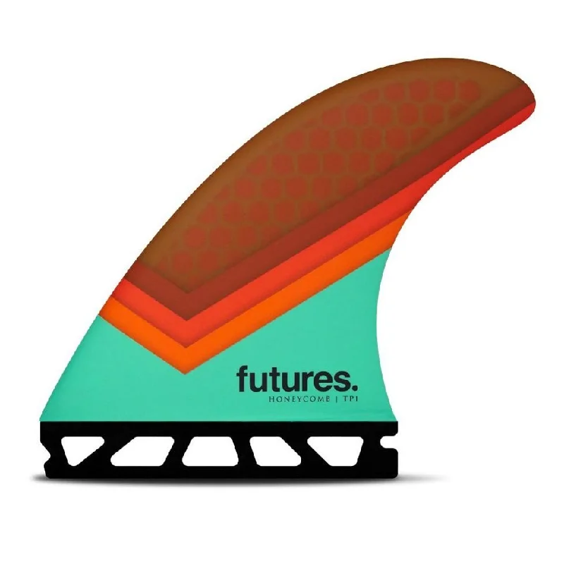 surfboard fins with large surface area for better grip-Futures TP1 Large HC - Teal/Orange/Brown