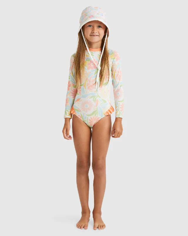 surf clothing with quick-dry fabric-Girls 0-5 Is This Love One Piece Rash Vest