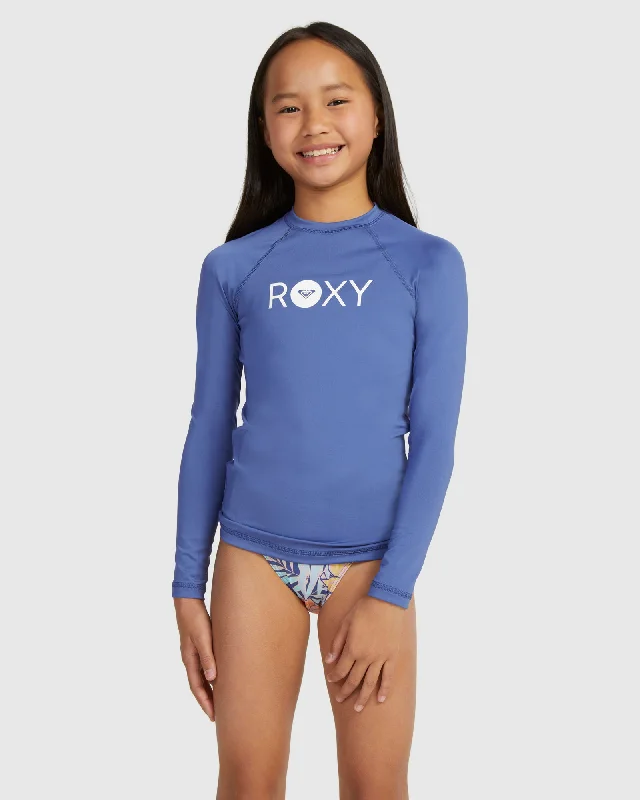 surf clothing for versatile use-Girls Essential Ls Lycra Rashguard