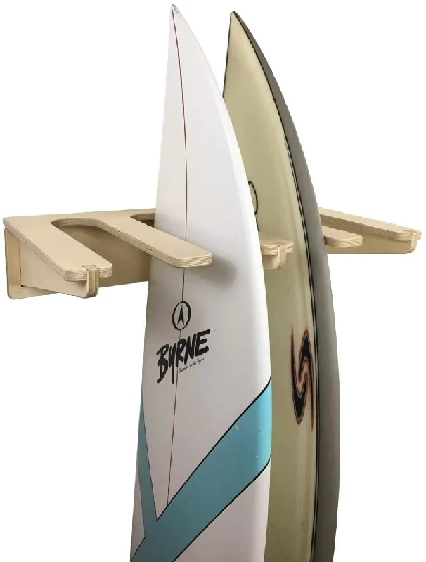 surfboard tail pads for enhanced traction-Surfboard Wall Rack - Wooden Vertical Quad Cradle