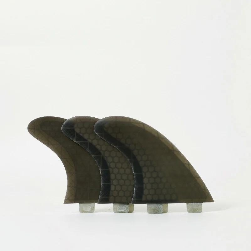 carbon fiber surfboard fins for lightness-FCS1 G5 Honeycomb Thruster Fins Innegra Smoke