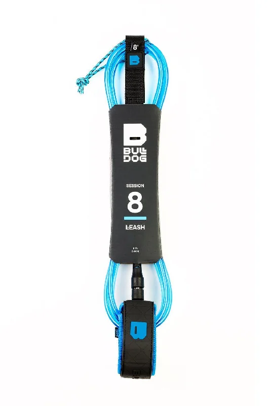 surfboard car racks for secure transport-Bulldog 8ft Black Cyan Blue Surfboard Ankle Leash