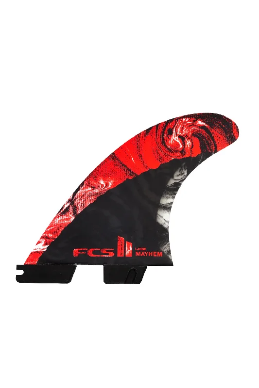 surfboard fins with deep rake for better grip-FCS II MB PC Carbon Large Tri-Quad Fin Set - Red