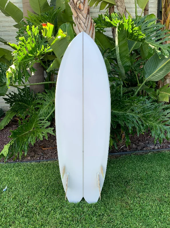 longboard surfboards with custom shapes for specific needs-5'7" Derrick Disney Twinzr Fish