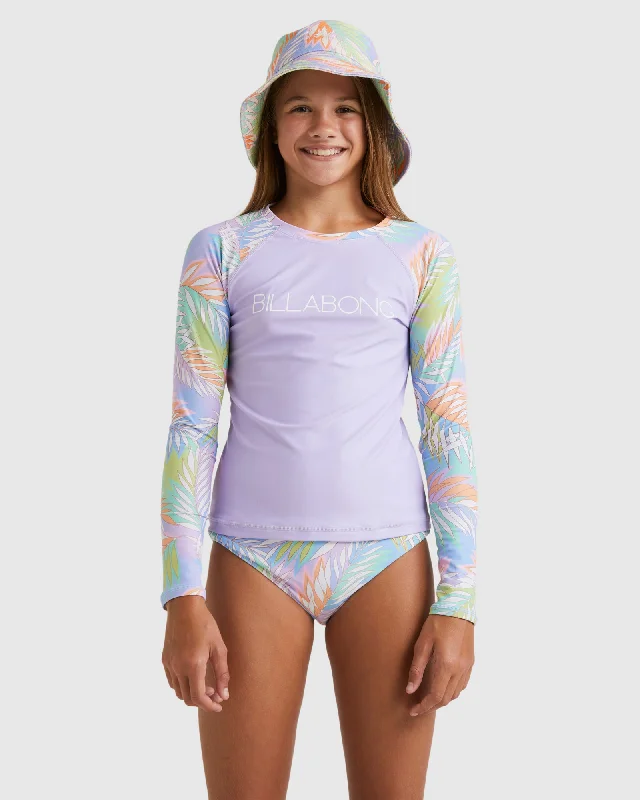 lightweight surf clothing for tropical climates-Girls 6-14 Tropical Dayz Rash Vest Set